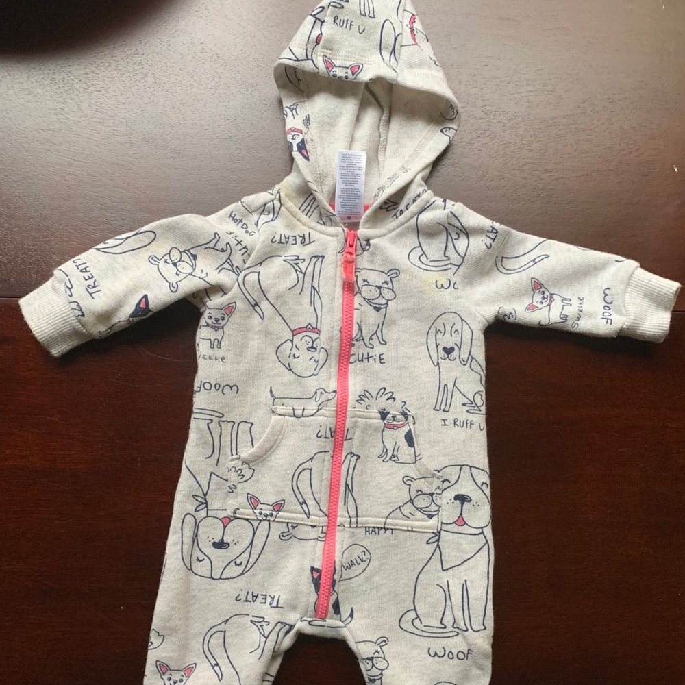 Puppy zip up hooded sweatsuit